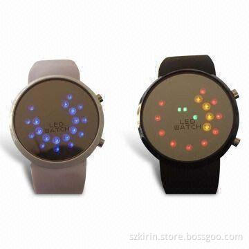 Watches, Alloy Case with Silver Plating, Stainless Steel Back/Buckle, Colorful LED Movement